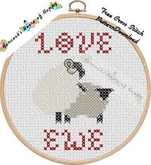 This free valentine cross stitch pattern and matching floss thread holders are a handy cute addition to your stash. Hancock S House Of Happy Love Ewe A Rather Rude And Sheepish Free Cross Stitch Chart