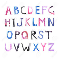 Find alphabet worksheets and activities. Hand Painted Watercolor And Acrylic Alphabet Letters In Bright Violet Blue And Pink Colors Collage Cutout Paper Abc Elements Isolated On White Artictic Lettering Set Perfect For Print Poster Stock Photo Picture