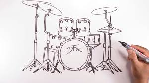 Learn To Draw An Acoustic Drum Kit Youtube Drum set drawing free image/png, resolution: learn to draw an acoustic drum kit