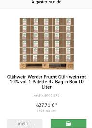 Werder Gluhwein 10 Liter Bad In Box Obstler Kinder Punsch Gluhwein