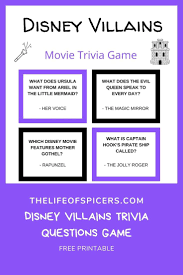 Disney Villains Trivia Quiz Free Printable Fun Trivia Questions Disney Trivia Questions Trivia Questions For Kids