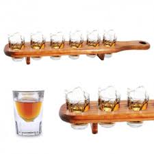 Keep your home bar looking classy as ever with this wooden wine bottle and glass holder. Wooden Shot Glass Holder Boutique 3000