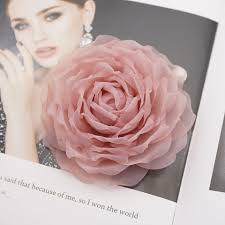 Hoa cài áo thủ công cao cấp- Vân khôi- Màu hồng tím- size 9cm- Vải voan