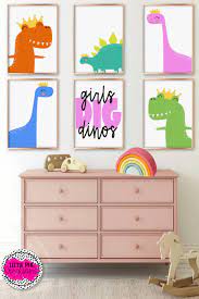 Girls Dinosaur Wall Decor Dino Nursery Art For Girls Pink Etsy In 2021 Girls Room Colors Diy Room Decor For Girls Children Room Girl