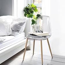Set Of 3 Eames Style Dining Chairs Transparent Clear Metal Legs See Note Clear Dining Chairs Dining Chairs Acrylic Dining Chairs