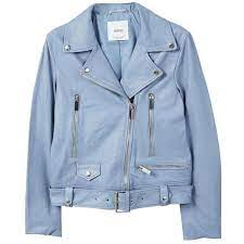 Mango Leather Biker Jacket 300 Liked On Polyvore Featuring Outerwear Jackets Blue Biker Jacket Leather Motorcycle Jacket Moda Moda Primavera Mezclilla