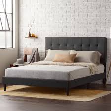 Free 2 Day Shipping Buy Rest Haven Upholstered Platform Bed Frame With Square Tufted Headboard Queen Char In 2020 Bed Frame And Headboard Tufted Bed Frame Bed Frame