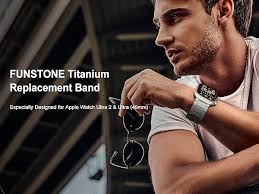 Amazon.com: FUNSTONE Titanium Watch Band for Apple Watch Ultra 2