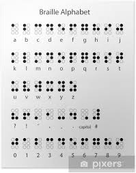 These braille dots are positioned like the figure six on a die, in a grid of two parallel vertical lines of three dots each. Poster Braille Alphabet Satzzeichen Und Zahlen Pixers Wir Leben Um Zu Verandern