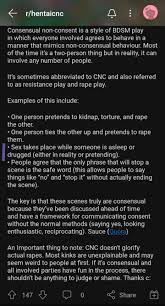 A CNC subreddit accidentally advocates for real rape trying to explain CNC  : rantikink