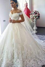 A Line Applique 2018 Off The Shoulder Lace Wedding Dress Wisebridal Com Fancy Wedding Dresses Wedding Dress Train Online Wedding Dress