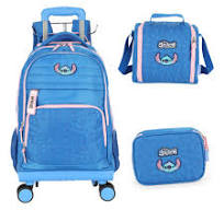 Kit Mochila Carrinho 360 Haste Dupla Porta Notebook Stitch