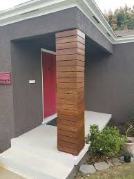 Wood Wrapped Pillar Contemporary House Exterior House Pillars Home Exterior Makeover