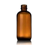 4oz (120ml) Amber Boston Round Glass Bottle - 22-405 Neck