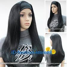 You know silky hair when you see it: Lady Long Straight 3 4 Half Wig Hair With Head Band Silky Black Natural Wigs Ebay