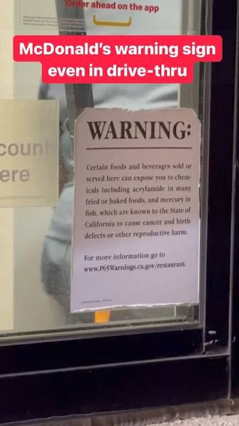 McDonald’s warning sign in drive-thru #mcdonals #mccancer #fastfood  #drivethru #warning #cancer #badfood #holistic #organic #vegan #veg #cali  #losangeles #newyorkcity #atlanta #love #health ...
