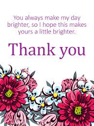 You Always Make My Day Brighter Thank You Card Birthday Greeting Cards By Davia