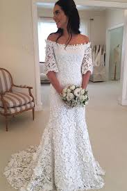 Sheath Brush Train Off Shoulder Half Sleeve Lace Wedding Dress Beach Wedding Dress W241 Half Sleeve Wedding Dress Cheap Bridal Dresses Online Wedding Dress