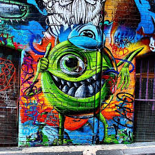 Monsters Inc Street Art On Melbourne 2 2 Melbourne City Streetart Graffiti Monstersinc Mikewazowski Disney Pixar Street Art Art Street Art Graffiti