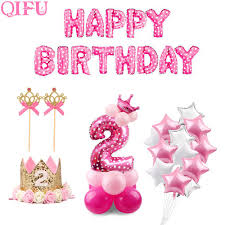 Acquistare Qifu 10 Pz 12 Pollici 2 Anno Compleanno Rosa Blu Lattice Palloncini Ragazzo Ragazz Girl 2nd Birthday Kids Party Decorations Happy Birthday Baby Girl