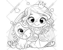 Our cute coloring pages for kids will provide your little ones with hours of fun and relaxation. Cute Girl Princess In A Dress And With A Crown On Her Head Etsy In 2021 Unicorn Coloring Pages Princess Coloring Sheets Princess Coloring Pages
