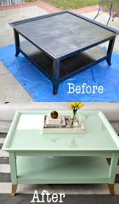 Mint Coffee Table With Gold Feet A Makeover Little Bits Of Furniture Projects Refurbished Furniture Furniture Makeover