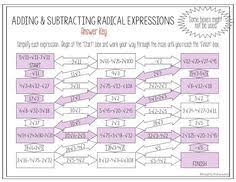 Operations With Radical Expressions Maze Adding Subtracting Worksheet Radical Expressions Algebra Worksheets Subtraction Facts Worksheet