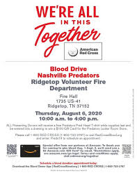 Your financial donation can make the biggest and most immediate impact to those in need. Blood Drive Nashville Predators At Ridgetop Volunteer Fire Dept Smokey Barn News