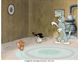 Tom and jerry is an american animated series of short films created in 1940 by william hanna and joseph barbera. Pecos Pest Tom And Jerry Production Cel Setup With Master Painted Lot 96101 Heritage Auctions
