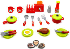 Dilengkapi dengan meja minibar, tampak pada ujung kiri. Buy Kitchen Set Red With Music And Light Cooking Toys Little Chef Kids Functional Kitchen Table Set With Cookware And Plastic Food 33 Pcs Online In Turkey 311307513
