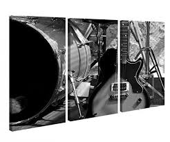 Leinwandbild 3 Tlg Musik Gitarre Schlagzeug Buhne Retro Schwarz Weiss Leinwand Bilder Musik Bilder Art Musik Spruch Leinwandbilder Musik Gitarre Bild Auf Holz