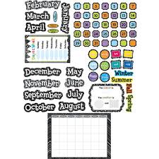 Black And White Calendar Set Bulletin Board Set Ctp7059