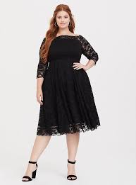 Special Occasion Black Lace Off Shoulder Skater Dress White Lace Midi Dress Lace Tea Length Dress Ivory Lace Maxi Dress