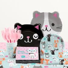 Includes banners, cupcake toppers, selfie props, a game, and more. Purr Fect Cat Birthday Party Supplies Kit For 8 Guests Walmart Com Walmart Com
