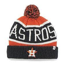 Striped baby hat worked without k1 p1 rib, using 3 rounds each bernat cottontots & pisgah yarn & dyeing co., inc. Amazon Com Houston Astros Blue Cuff Calgary Beanie Hat With Pom Pom Mlb Cuffed Winter Knit Toque Cap Sports Outdoors Knitted Hats Houston Astros Hats