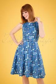 Above knee length package content: 60s Saga Proslin Dress In Blue