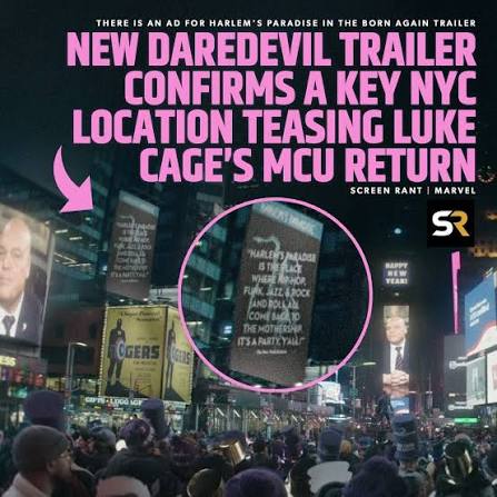 The appearance of an ad for Harlem's Paradise in Daredevil: Born Again's  trailer provides the MCU's first hint that Luke Cage's MCU debut could  actually come to fruition in the Phase 5