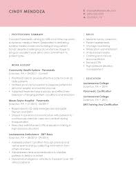 I know the city well and have been honored to serve as a paramedic for a number of small companies. Professional Medical Resume Examples Livecareer