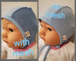 Light Blue Rib knit Baby Pilot Hat-GiddyBaby Hat-Hat with Ties or  Snaps-Hearing Aid Hat-Size NB-36mo-Soft Rib Knit Fabric-Mesh Pilot Hat
