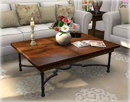 Size the finished product is 26 wide x 46 long x 17.5 tall. Second Life Marketplace Wrought Iron And Distressed Wood Coffee Table Dark W Menu Copy