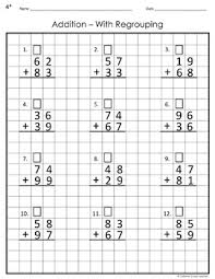 First, students use visual models (base ten blocks) to group ten units together and to record the addition with numbers. 2 Digit Addition On Graph Paper Worksheets By Caffeine Queen Teacher