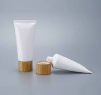 Empty Cosmetic Packaging 15g 30g 50g 60g 100g 150g 200g 250g Soft White PE  Plastic Facial Cleanser Cream Tube with Bamboo Cover