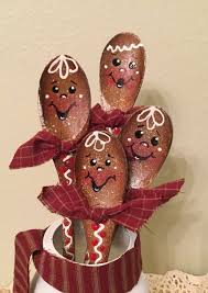 Gingerbread Handpainted Spoons Set Of Four Housewarming Gift Etsy Pinterest Christmas Crafts Christmas Spoons Christmas Crafts
