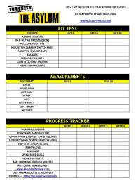 Insanity Asylum Worksheets Insanity Workout Insanity