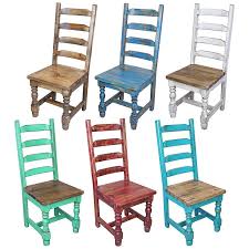 Mexican Pine Painted Wood Ladder Back Dining Chair 7 Colors Pine Dining Chairs Ladder Back Dining Chairs Pine Chairs