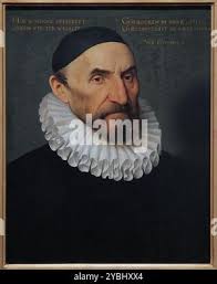 Portrait of Jacob van der Does. The painter, draftsman and print maker  Jacob van der Does with a drawing pin in hand Stock Photo