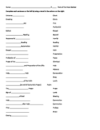 Catholic Mass Worksheets Teachers Pay Teachers