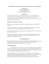 Pdf Cooperative Learning Theory Principles And Techniques