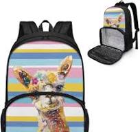 Mochila escolar 2 en 1 con compartimento para comidas, mochila de comida de  alpaca arcoíris con 2 bolsillos laterales, mochila ligera para alimentos ...