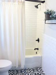 Fresh Farmhouse Style Bath Black White And Wood Bathroom Shower Curtain Urban Outfitters Kohler O Guest Bathroom Decor White Bathroom Decor White Bathroom
